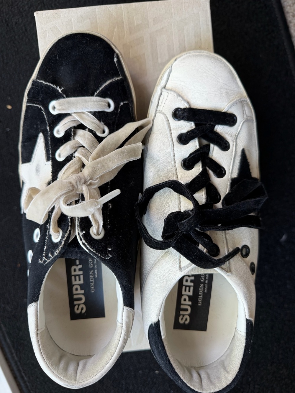 Golden Goose Black and White Heel Tab Sneakers
